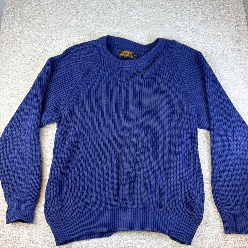 Men's Vintage Eddie Bauer Size Large Cotton Cable Knit Sweater Pullover Heavy